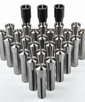 Heavy Duty 29 Piece R8 Collet Set Fractional 1/32 To 1 Inch Precision Ground Tool Steel arranged in grid for milling use.