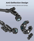 22 Inch Magic Arm Clamp Overhead Phone Mount Stand for Desk Camera with anti-deflection design and secure clamp connection.