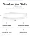 Diagram of Sturdy Floating Corner Wall Shelf In White With Hidden Metal Bracket For Heavy Duty Wall Mount Storage 11.8-Inch Wide