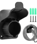 Premium Wall Mount EV Charger Holder Built For SAE J1772 AC Charging Cable Setup with screws and wall anchors.