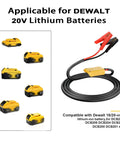 Heavy Duty Jumper Cables With Adapter For 20V Dewalt Battery, 2Ft 8AWG Portable Booster Cables for car jump starting and power tools.