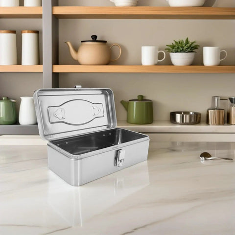 Heavy Duty Stainless Steel Toolbox With Large Capacity Portable Metal Tool Box Organizer Featuring Removable Trays And Handle