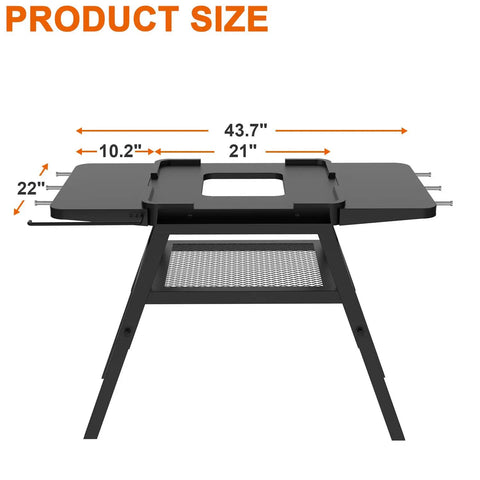 Adjustable Outdoor Grill Stand Built Tough for Woodfire OG700 OG800 OG900 OO101 Pizza Oven dimensions shown in diagram