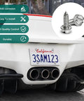 Heavy Duty Stainless Steel License Plate Screws Zero Rattle Bolt Set For Daily Drivers on a car bumper with license plate.