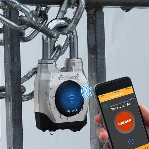 4th Gen Outdoor Heavy Duty Beefed Up Smart Padlock Weatherproof Rugged Design For Commercial Use With Bluetooth And NFC Connectivity