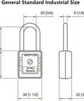 Keyed Different Lockout Tagout Lock Set With 10 Unique Locks And Two Keys Each For Lock Out Tag Out Stations And Devices Red LOTO Padlocks diagram with dimensions