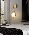 Globe Glass Wall Sconce Set Of 2 Brushed Metal Modern Bathroom Light Fixtures Water Drop Indoor Wall Lamps in bedroom decor