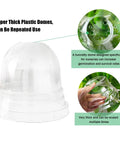 Seed Starter Pots With Humidity Domes Set Of 25 Four Inch Nursery Pots, 25 Red Pots And Clear Lids, Drainage Holes, shown close up