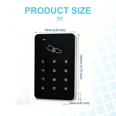 Product size image of Heavy Duty Standalone Rfid Access Control Keypad For Secure Doors Featuring Card Pin Entry Mode Supports Up To One Thousand Users No Computer Hassle Plug And Play Setup For Home.