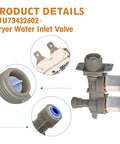 Steam Dryer Water Inlet Valve AJU73432602 2660133 Replacement for LG Dryers, gray plastic valve with metal terminals