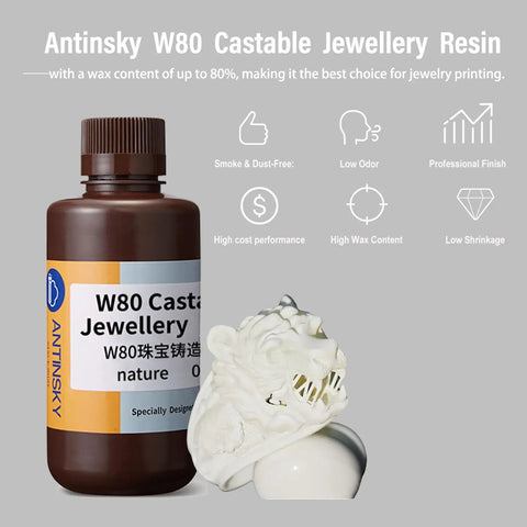Game Changing Castable Jewelry Resin For Dlp Lcd 3D Printers 405Nm Uv Curing High Wax Blend No Sweat Burnout With Killer Resolution Smooth Workflow White 500G