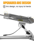 BOVZOR mini DC 24V reciprocating linear actuator, side view, silver metal with mounting bracket.
