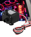 Kick Heat Out With This 12V DC Mini CPU Water Cooling Pump featuring 300L/H flow and wires, perfect for gaming rig setup.