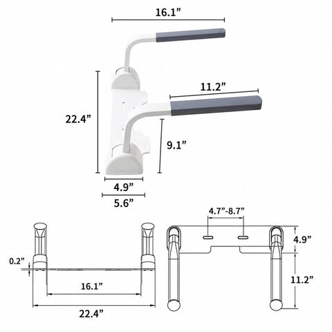 Heavy Duty Carbon Steel Toilet Safety Rails With Rock Solid Grab Bars dimensions and specifications for easy installation and use.