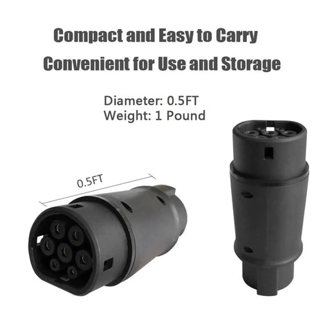 Hella Reliable EV Charger Adapter J1772 To Type 2 Socket IEC 62196 Electric Vehicle Charging Connector With Insulated Pins IP54 Rated Dust Cover, 0.5FT, 1 Pound