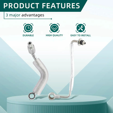 Turbo Coolant Return Hose Line Kit For GM 1.4L Turbo Oil Return Drain And Oil Feed Pipe 4 Piece Set on display with features