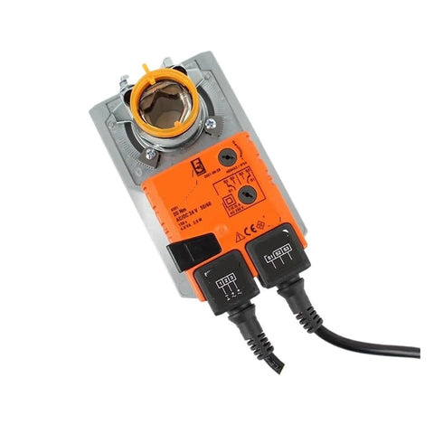 Heavy Duty 20Nm Torque Damper Actuator With Auxiliary Switch For Hvac Air Dampers 24 Volt Dc top view of actuator with connectors
