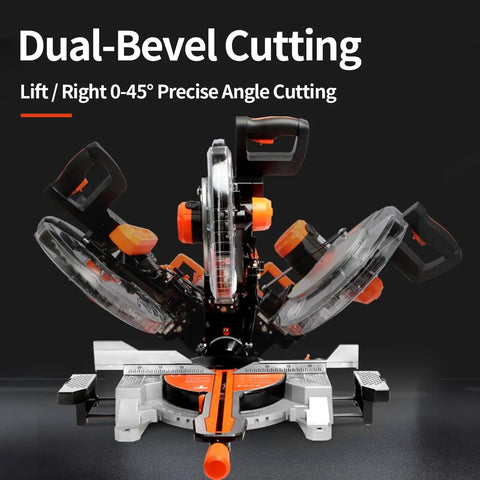 12 Inch Sliding Compound Dual Bevel Miter Saw With Laser Guide And LED Light Extension Table 15 Amp Power