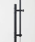 Tall Industrial LED Floor Lamp With Adjustable Head And Rustic Glass Teardrop Shade, black finish pole detail