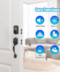 Keyless Entry Door Lock With Keypad And Handle Set, 5 In 1 Smart Deadbolt For Front Door, Auto Lock, 50 User Codes, Matte Black
