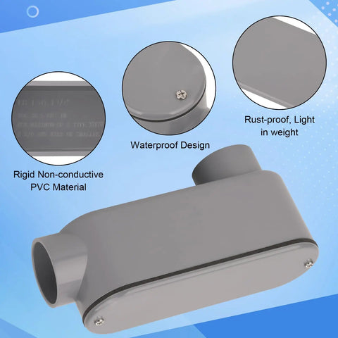 2 Pack 1-1/2 Inch Rigid PVC Conduit Body Type LB Slip X Slip with cover and gasket, waterproof and rust-proof design.