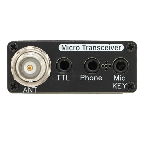 Back panel of Grab And Go Portable Ham Radio Receiver Handheld 0.5MHz To 30MHz SSB Transceiver with ANT, TTL, Phone, Mic ports.