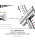 Heavy Duty All Copper Concealed Shower Set With Top Shelf Spray Wall Mounted Two Function Bath Tub System close-up of sliding bar adjustment feature.