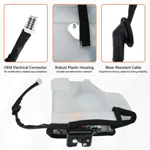 Toyota 4Runner Rear Tailgate Lock Latch Actuator Assembly Replacement for 2003-2009 SR5, showing electrical connector and housing.