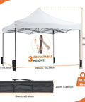 10x10 Ft Instant Pop Up Canopy Waterproof Outdoor Shade Tent Ready In A Snap Heavy Duty Portable Shelter with adjustable height