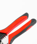 Close-up of Premium 8-Inch Wire Cutter And Stripper Tools With Ergonomic Spring Loaded Handles for easy grip and precise use.