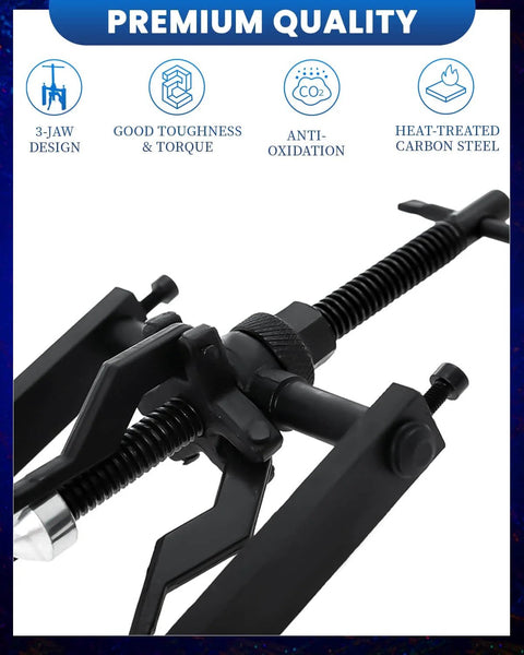 Close-up of Three Jaw Inner Bearing Puller For Cars, Motorcycles, And SUVs, featuring heat-treated carbon steel construction.