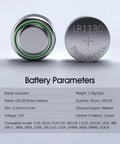 Top Shelf 40 Pack Ag10 Plus Lr1130 Button Cell Batteries 1.5 Volt Alkaline Power showing two LR1130 batteries with detailed specs.