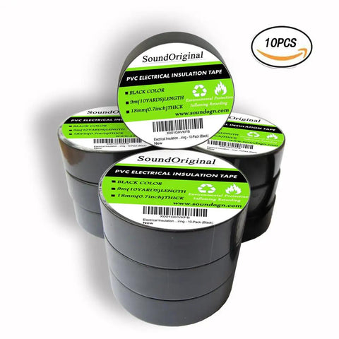 10 Pack Black Electrical Tape 0.7 Inch By 30 Feet UL Listed 600V Flame Retardant Heavy Duty Waterproof Adhesive Vinyl