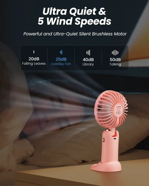 3 In 1 Portable Personal Fan With 4000mAh Battery And LED Display Handheld Or Neck Or Desk Use 90 Degree Foldable Base