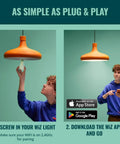 Lit Color A19 LED Bulbs 3 Pack With Sunset To Sunrise Automation, Motion Sensing, Voice Or App Control, Full Color 800 Lumen 60W Equivalent, Indoor Smart Home Ready, Matter Compatible: man installs bulb in hanging lamp