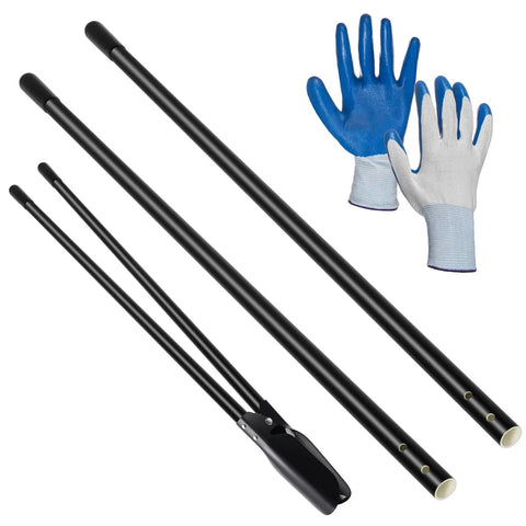 2 Pack 48 Inch Fiberglass Post Hole Digger Handles Replacement For 58 Inch Heavy Duty Hole Digger 1.2 Inch Diameter Includes Rubber Coated Gloves