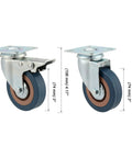 8 Pack 3 Inch Caster Wheels Set With Lock Brake Heavy Duty 880 Lb Capacity Swivel Plate Casters 360 Degree Rotation