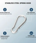 Stainless Steel Spring Snap Hook Heavy Duty Replacement Clip For Outdoor Gear And Hardware Corrosion Resistant 1.57 X 0.59 X 0.31 Inches Pack Of 1 Great For Camping, Hiking, And Gear Rigs.