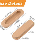 8 Pack Oval Wood Recessed Concealed Sliding Door Handles For Cabinets And Closets, Embedded Beech Wood Pulls, size details
