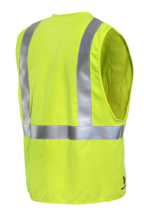 Hi Vis Deluxe FR Road Vest Type R Class 2 Small Dual Certified For Flash Fire And Arc Hazard Zipper Front Mic Clip 3M
