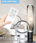 Replacement Remote for Dyson Fan AM06 AM07 AM08 Silver Finish held above compatible fans in living room setting