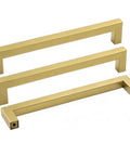Brushed Brass Cabinet Pulls 6 1/4 Inch Square Bar Drawer Handles Gold Hardware 50 Pack Stainless Steel Construction