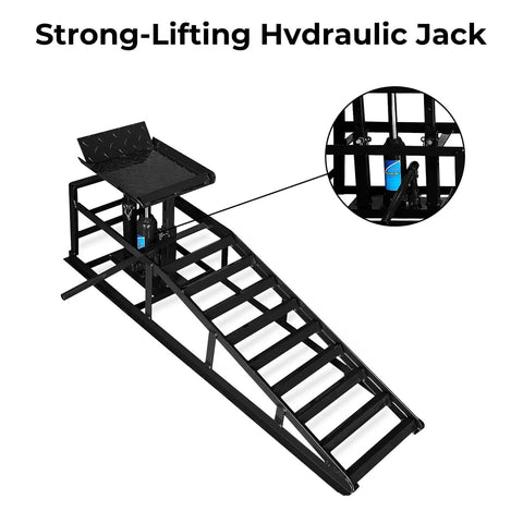 2 Pack Hydraulic Car Ramps Up To 11,000 Lbs Beefy Heavy Duty Steel Lift Ramps With Adjustable Height 9 To 14 Inches For Easy Oil Changes And Vehicle Maintenance Black