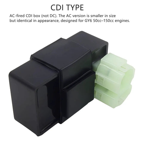 Hot 6 Pin AC CDI Box For GY6 49cc 50cc 125cc 150cc Engines Fit Scooters Mopeds ATVs Go Karts Quad Bikes High Performance Ignition Module Replacement Kit Plus, front view
