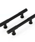 Ten Pack Three Inch Hole Centers Matte Black Solid Cabinet Handles And Drawer Pulls For Modern Kitchen And Bath shown in close-up