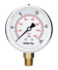 Glycerin Filled Pressure Gauge 0 To 200 Psi With Two And A Half Inch Dial, Quarter Inch NPT Lower Mount Stainless Steel Case Built To Last