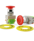 2 Pack Emergency Stop Push Button Switch DPST 1NO 1NC, 660V AC, 10A, Red Mushroom Cap, Self Lock, 22mm Mounting Hole