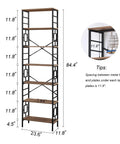 Sturdy 84 Inch Tall Industrial Bookshelf With Rustic Brown Metal Frame And Seven Open Shelves For Cozy Living Room And Bedroom, 84.4" tall.