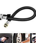 Super Tough Durable Flexible Rubber Tire Inflation Pump Hose Extension Tube One Quarter Inch Thread Connector Air Inflator Car Tire Balloon Pump Gauge For Home Garage Travel Auto Repair And Party Uses Easy Grip Always Ready Setup black rubber hose with metal valve connector for car tire inflation