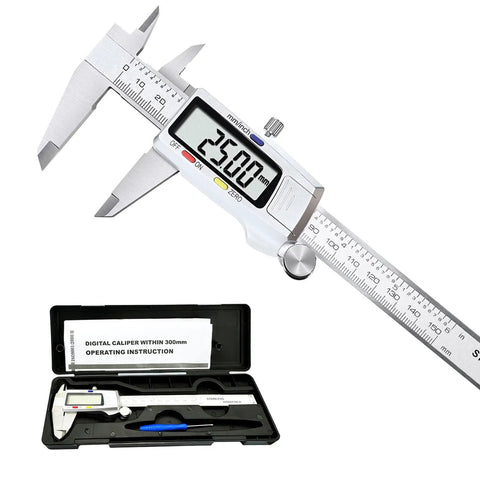 Six Inch Digital Caliper Stainless Steel Measuring Tool With Large LCD Screen Electronic Vernier Caliper in case